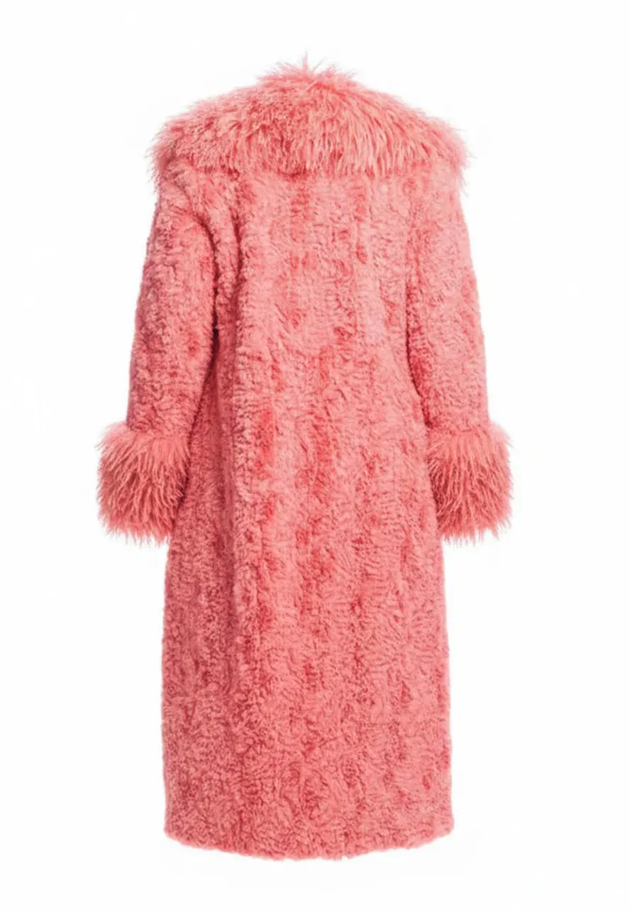 Elsbeth S02 Carrie Preston Pink Faux Fur Long Coat elsbeth tascioni faux fur long coat