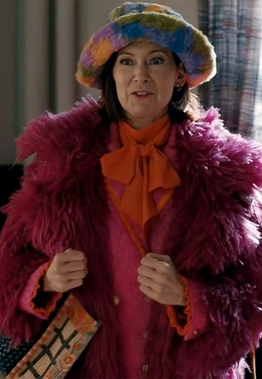 Elsbeth S02 Carrie Preston Magenta Pink Fur Coat elsbeth tascioni magenta pink fur coat