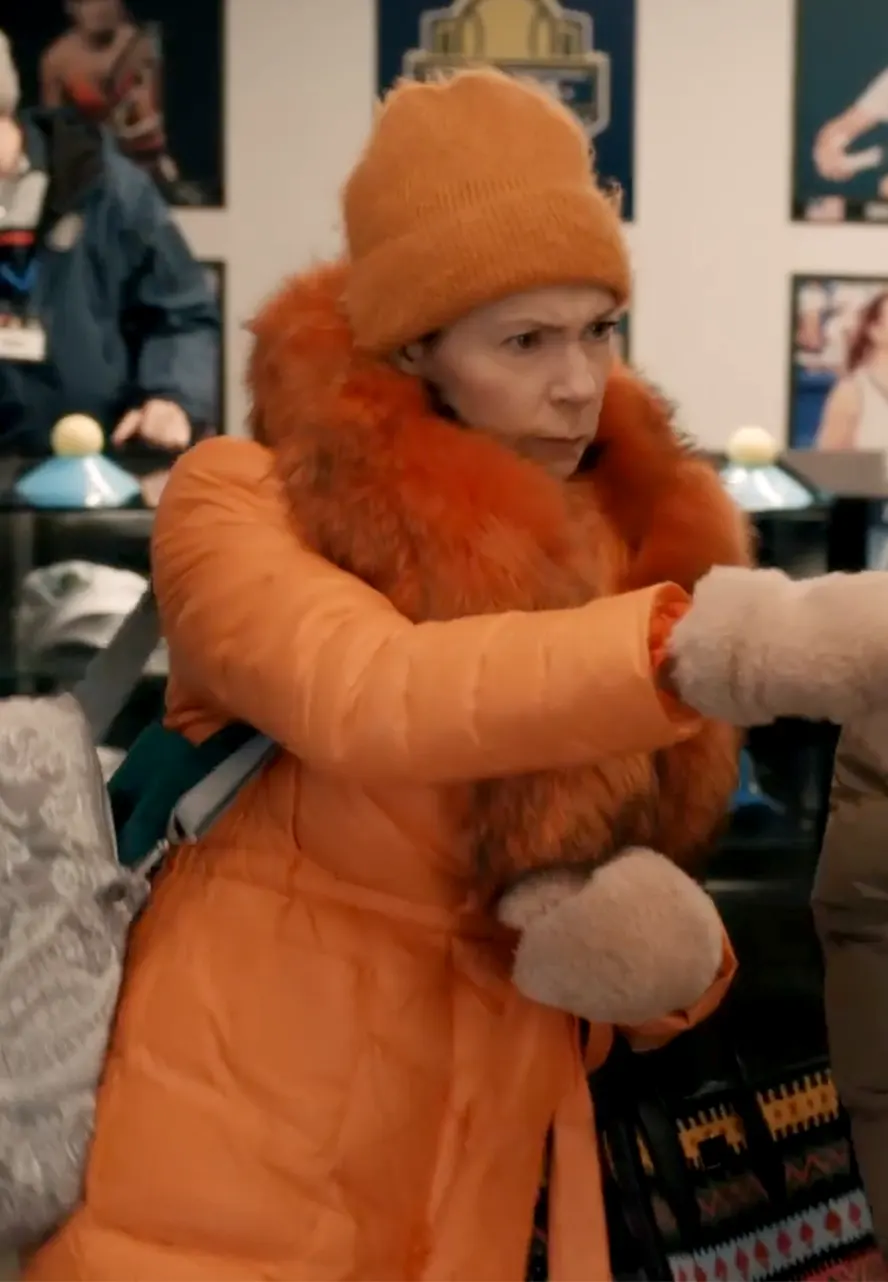Elsbeth S01 Carrie Preston Puffer Coat elsbeth tascioni orange coat