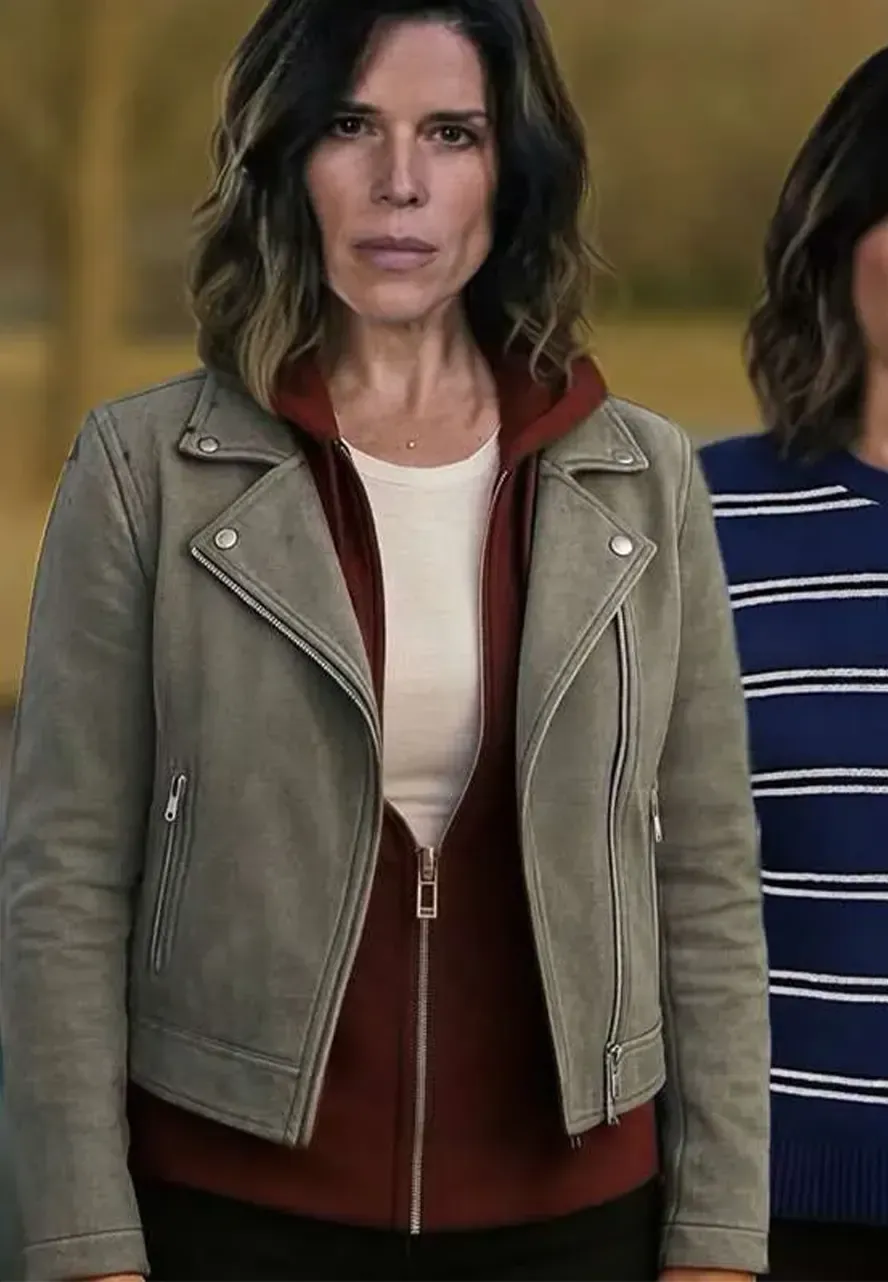 Neve Campbell Scream 7 Grey Suede Leather Jacket grey suede leather jacket