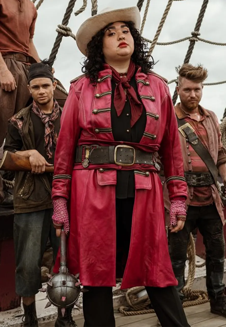 One Piece S01 Alvida Leather Brown Coat ilia isorelys paulino coat