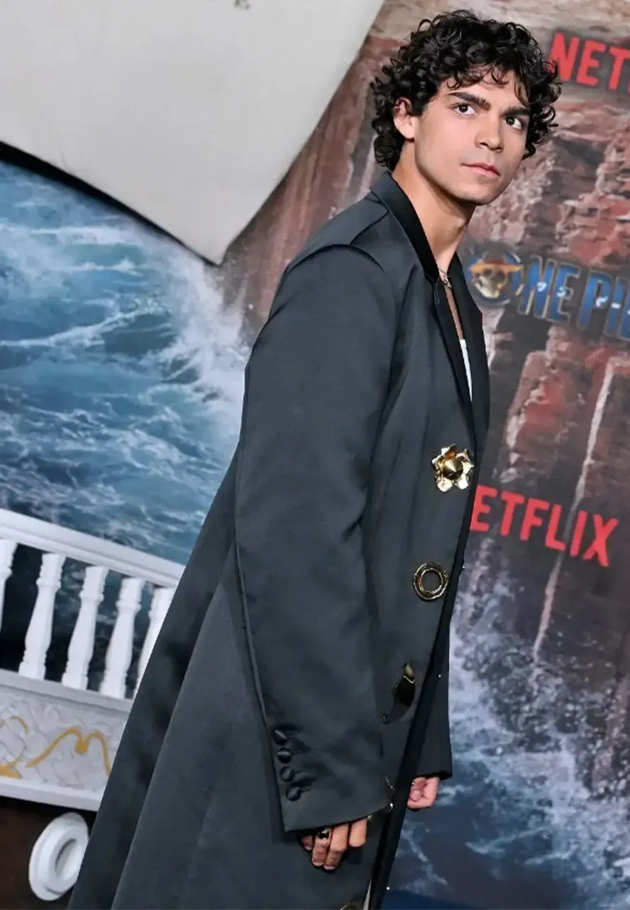One Piece S02 Event Iñaki Godoy Black Coat inaki godoy satin coat