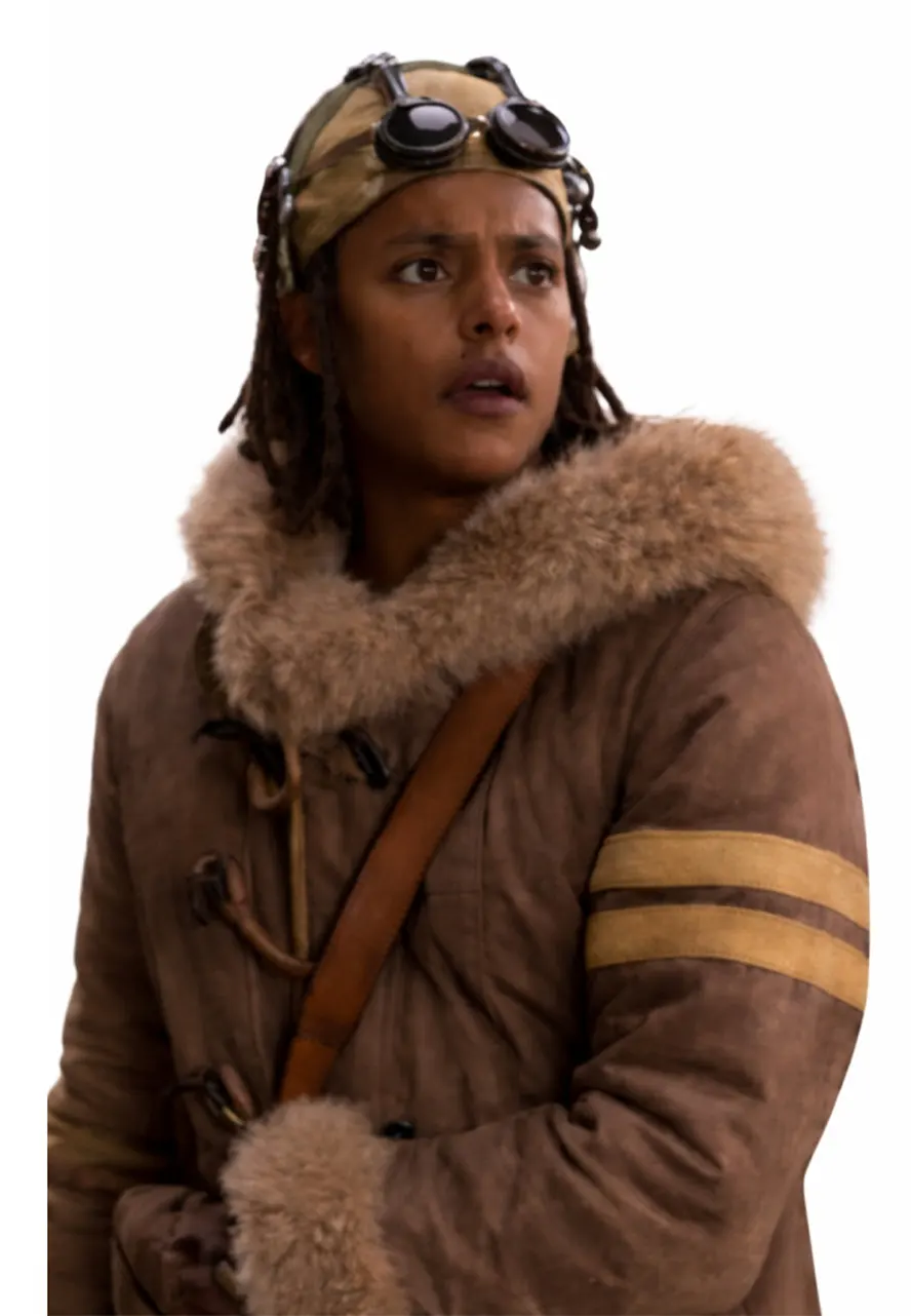 One Piece S02 Usopp Shearling Leather Coat leather coat with shearling