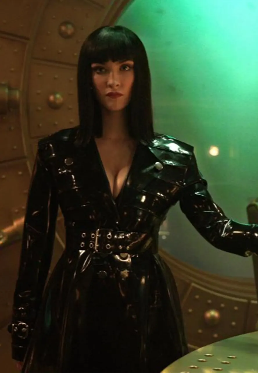 One Piece S02 Miss All Sunday Black Trench Coat lera abova coat