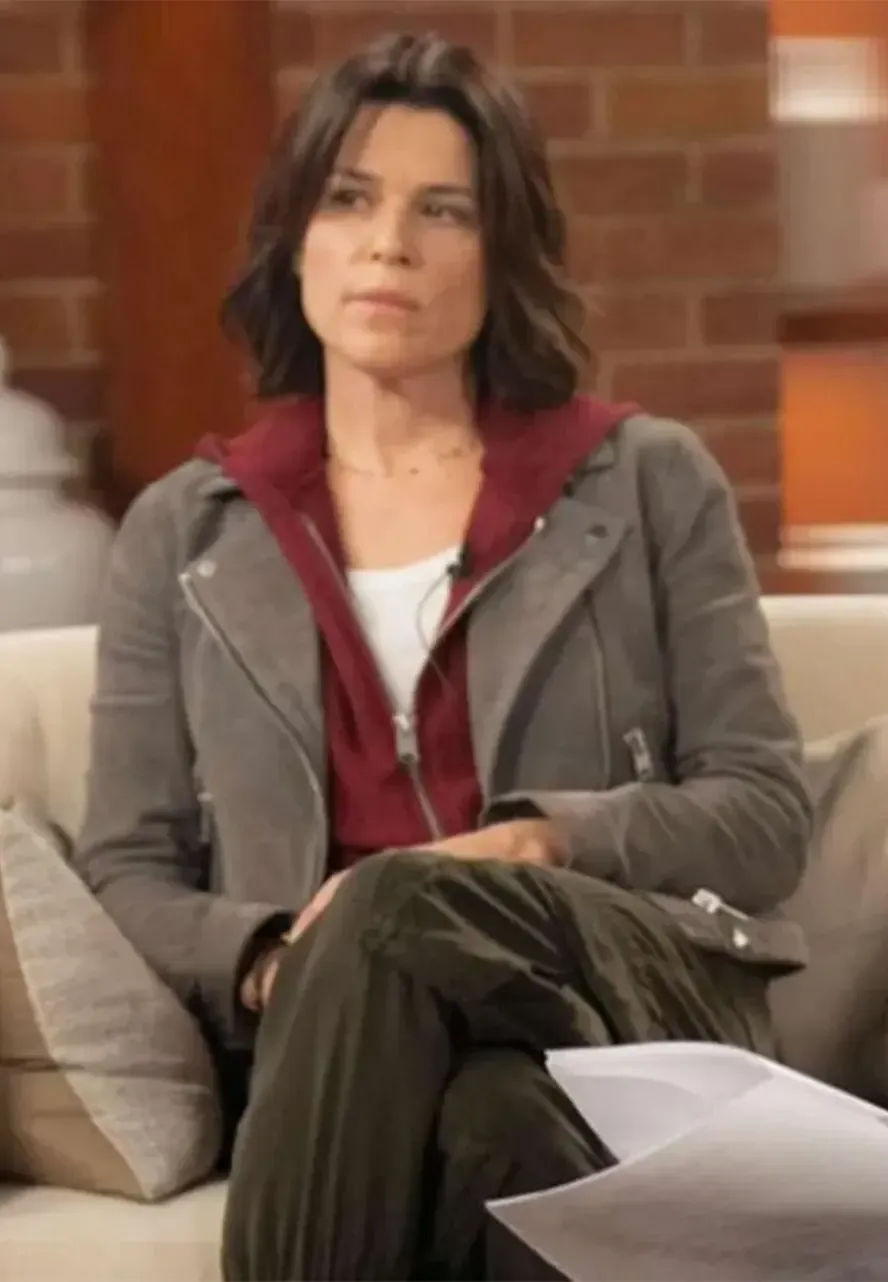 Neve Campbell Scream 7 Grey Suede Leather Jacket neve campbell leather jacket
