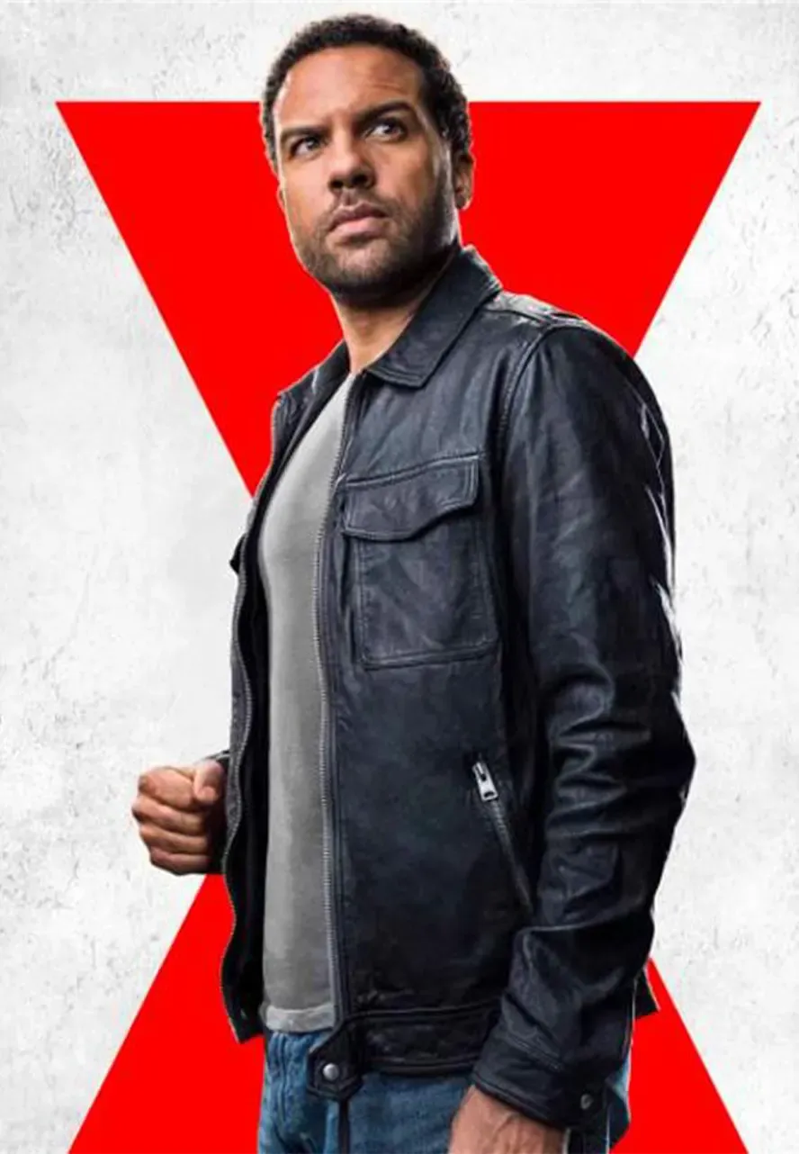 Black Widow O-T Fagbenle Black Leather Jacket o t fagbenle black leather jacket