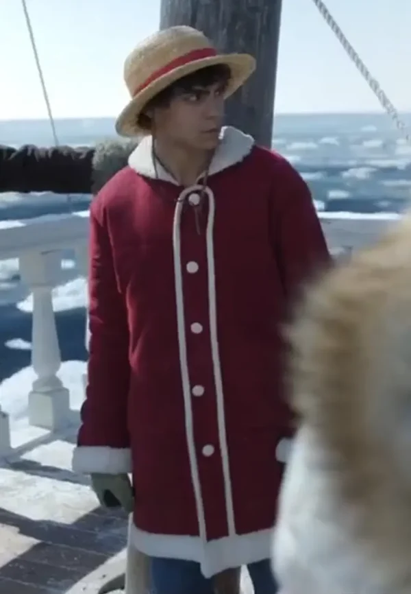 red shearling coat