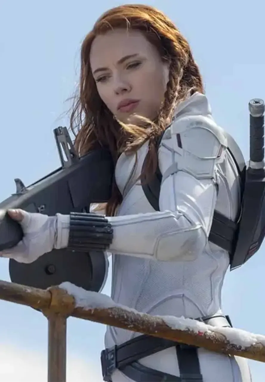 Scarlett Johansson Black Widow White Jacket scarlett johansson leather jacket