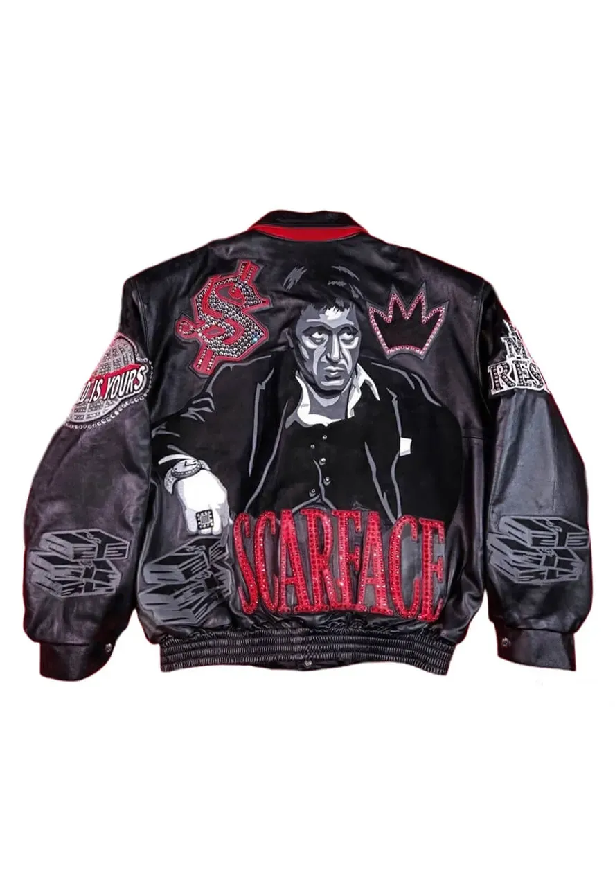Vintage 90s Tony Montana Scarface Leather Bomber Jacket tony montana scarface jacket