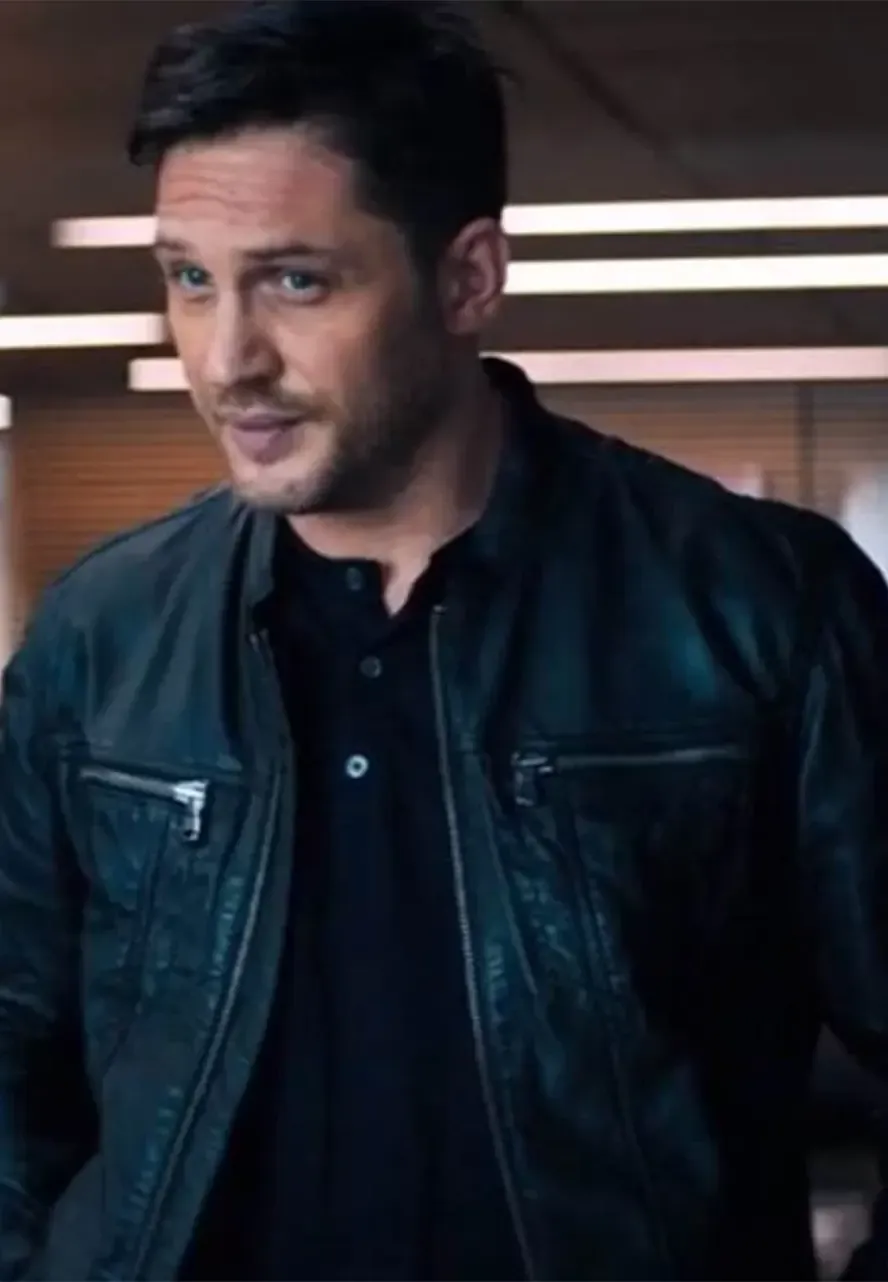 Venom 2 Tom Hardy Black Leather Biker Jacket venom 2 eddie brock leather jacket