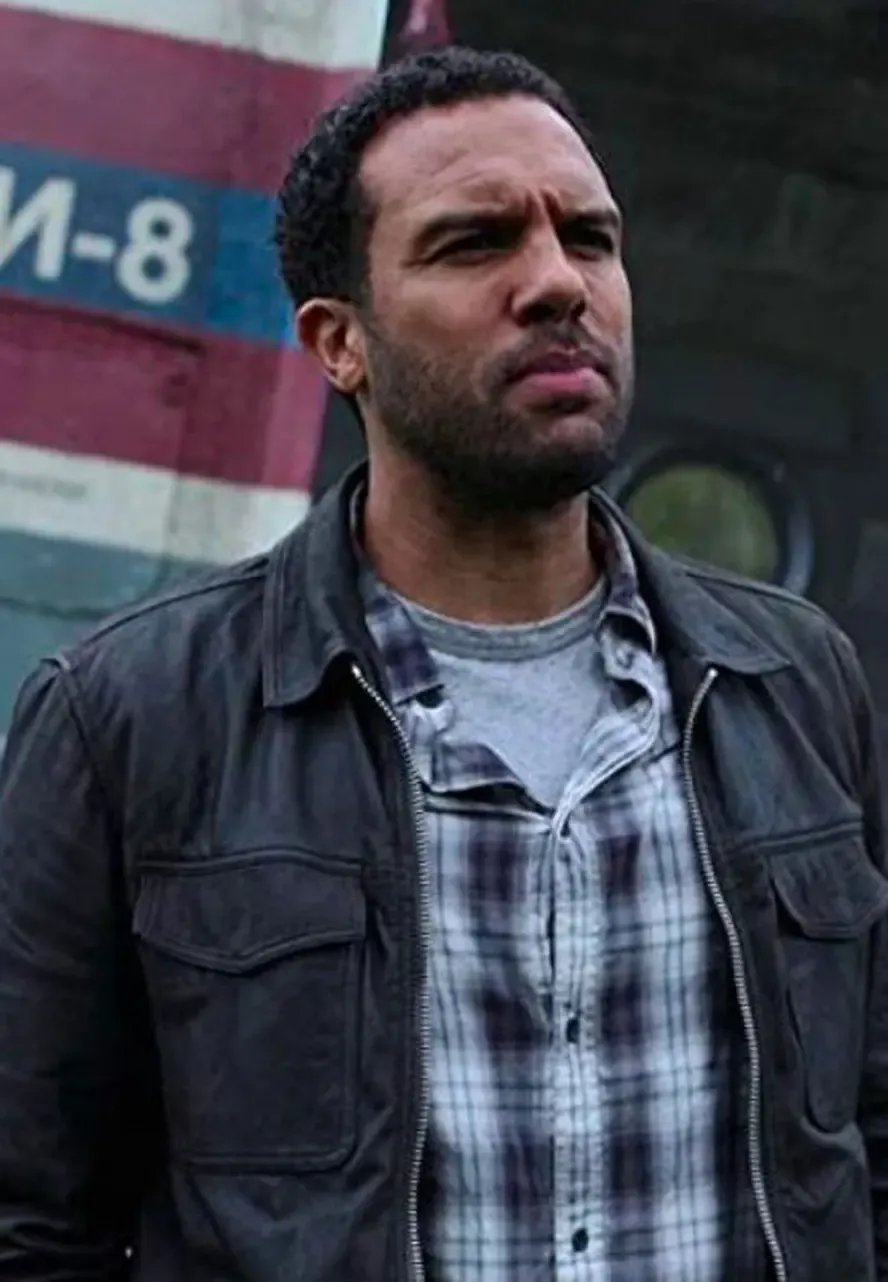 Black Widow O-T Fagbenle Black Leather Jacket widow mason jacket