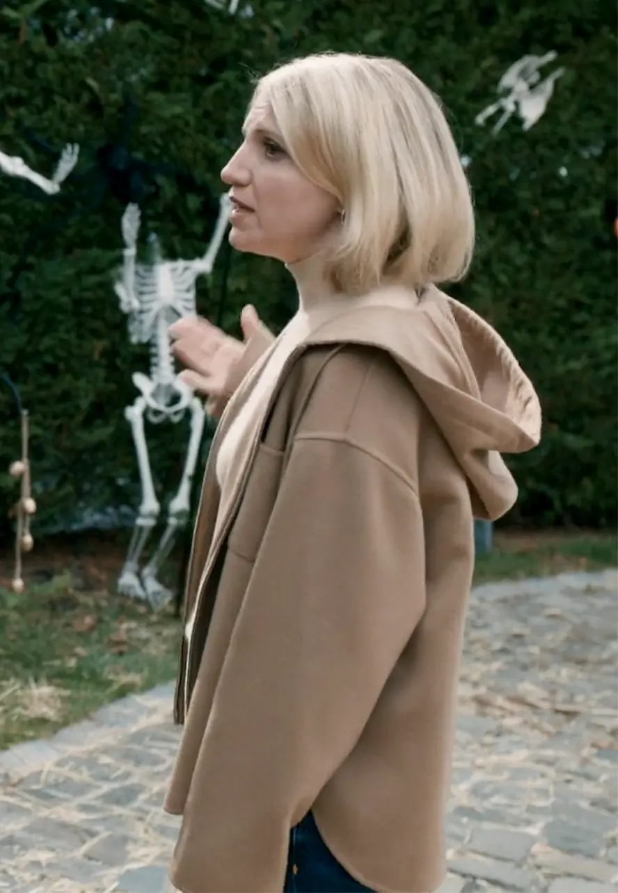 Elsbeth S03 Annaleigh Ashford Brown Hooded Jacket annaleigh ashford wool jacket