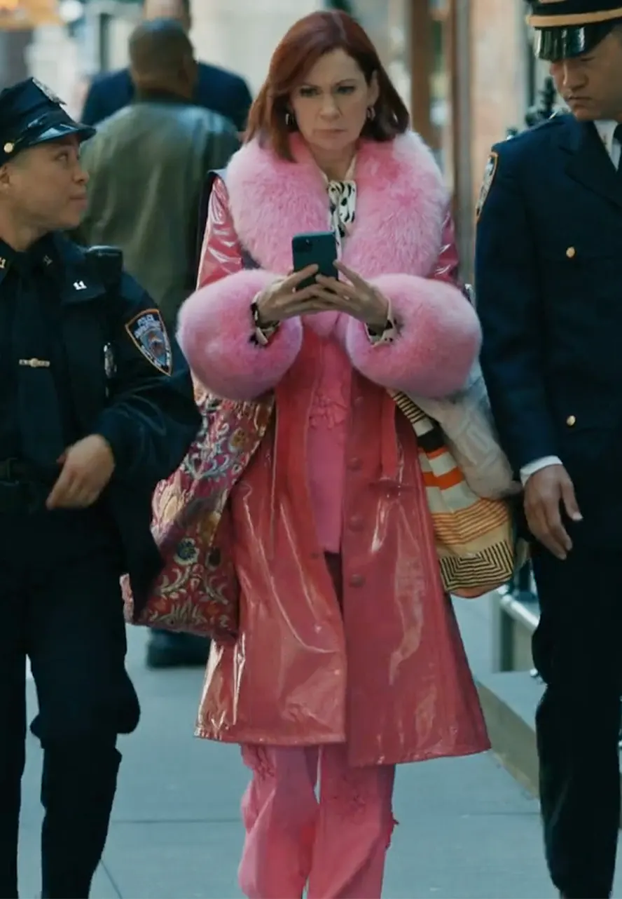 Elsbeth S03 Carrie Preston Long Pink Leather Coat carrie preston long coat