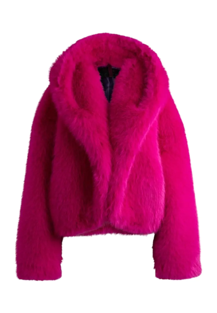 Elsbeth S02 Carrie Preston Pink Faux Fur Cropped Jacket carrie preston pink cropped jacket