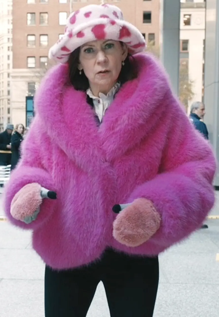 Elsbeth S02 Carrie Preston Pink Faux Fur Cropped Jacket carrie preston pink faux fur cropped jacket