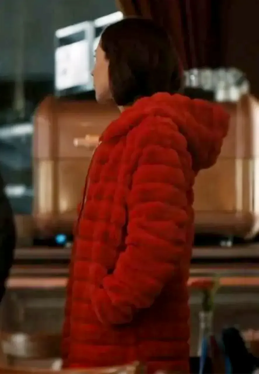 Elsbeth S02 Carrie Preston Red Faux Fur Coat elsbeth tascioni faux fur coat