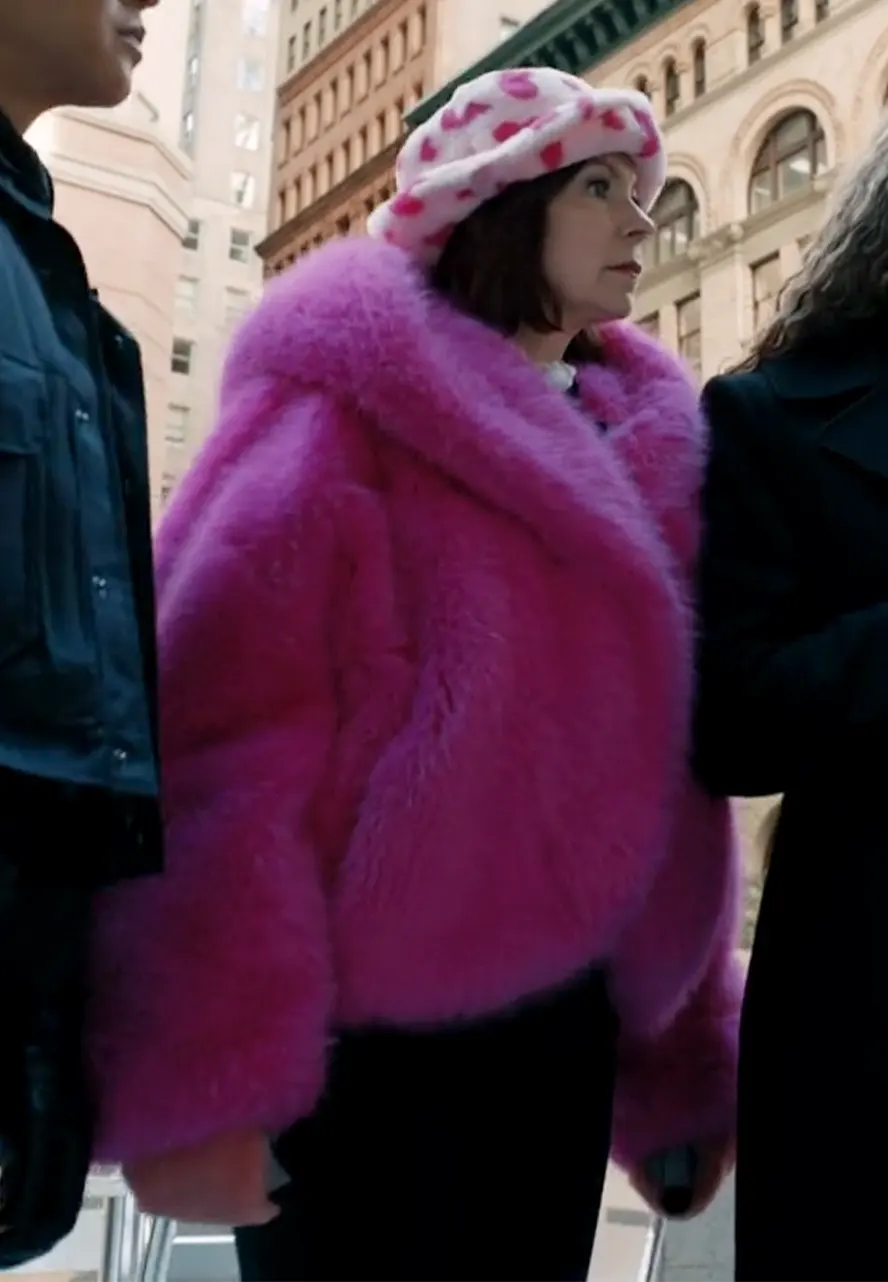 Elsbeth S02 Carrie Preston Pink Faux Fur Cropped Jacket elsbeth tascioni faux fur cropped jacket