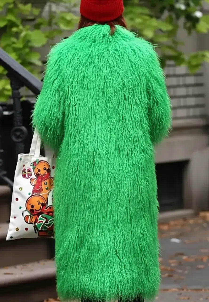 Elsbeth S02 Carrie Preston Green Faux Fur Coat elsbeth tascioni green faux fur coat