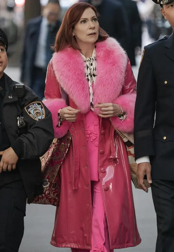 long pink leather coat