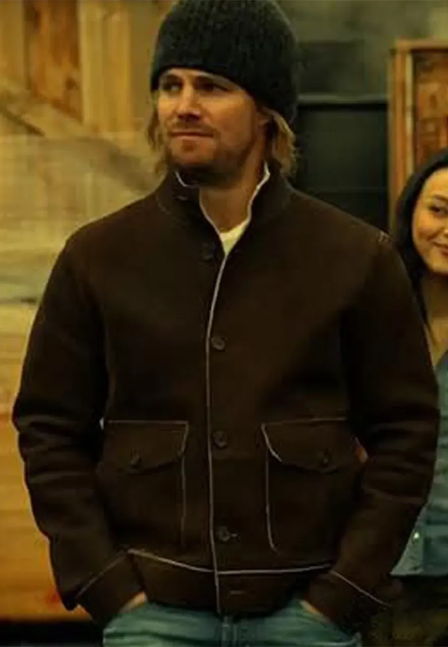 Arrow Oliver Queen Brown Suede Leather Jacket oliver queen jacket