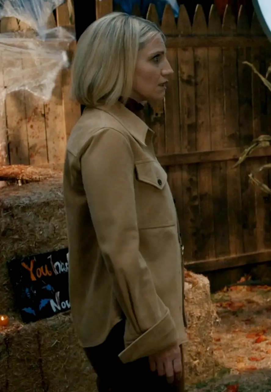 Elsbeth S03 Annaleigh Ashford Suede Leather Jacket sharon norman suede jacket