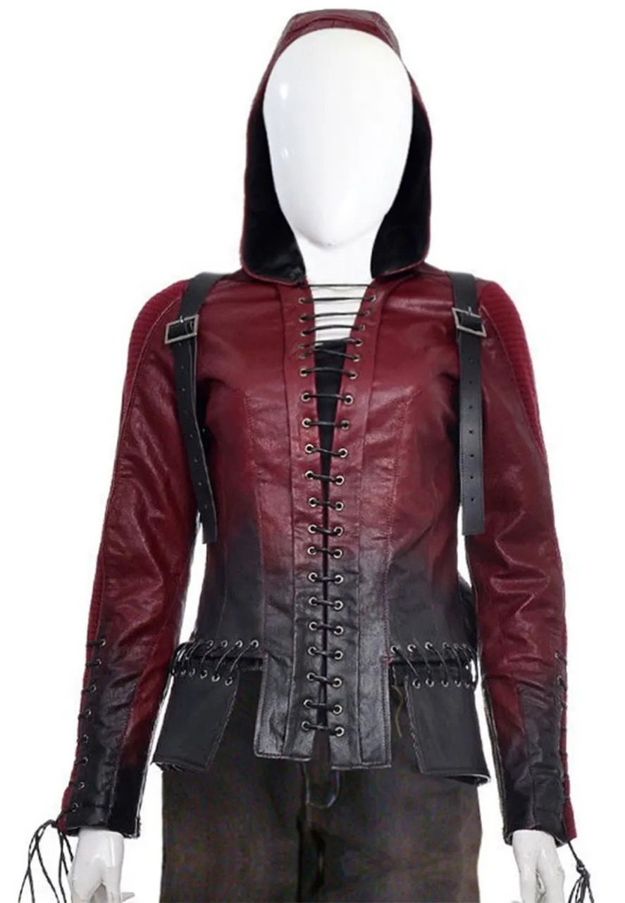 Willa Holland Arrow S04 Thea Queen Leather Jacket thea queen hoodie