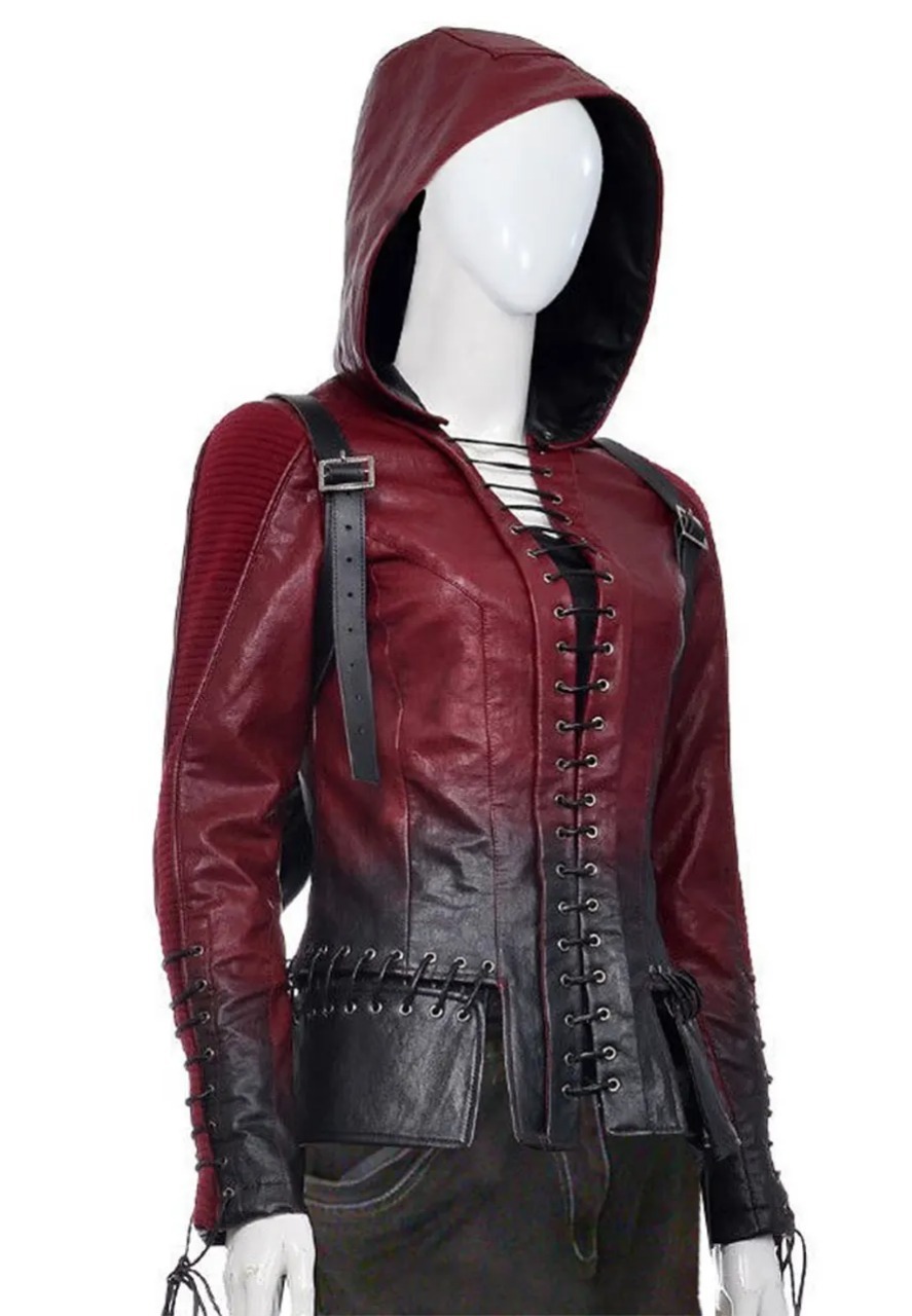 Willa Holland Arrow S04 Thea Queen Leather Jacket thea queen jacket