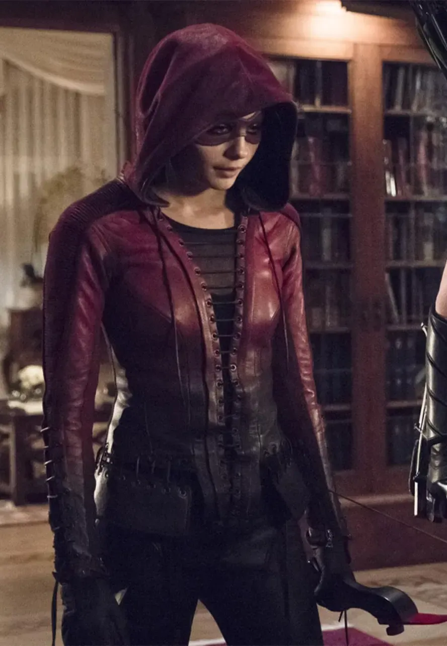 Willa Holland Arrow S04 Thea Queen Leather Jacket thea queen jacket