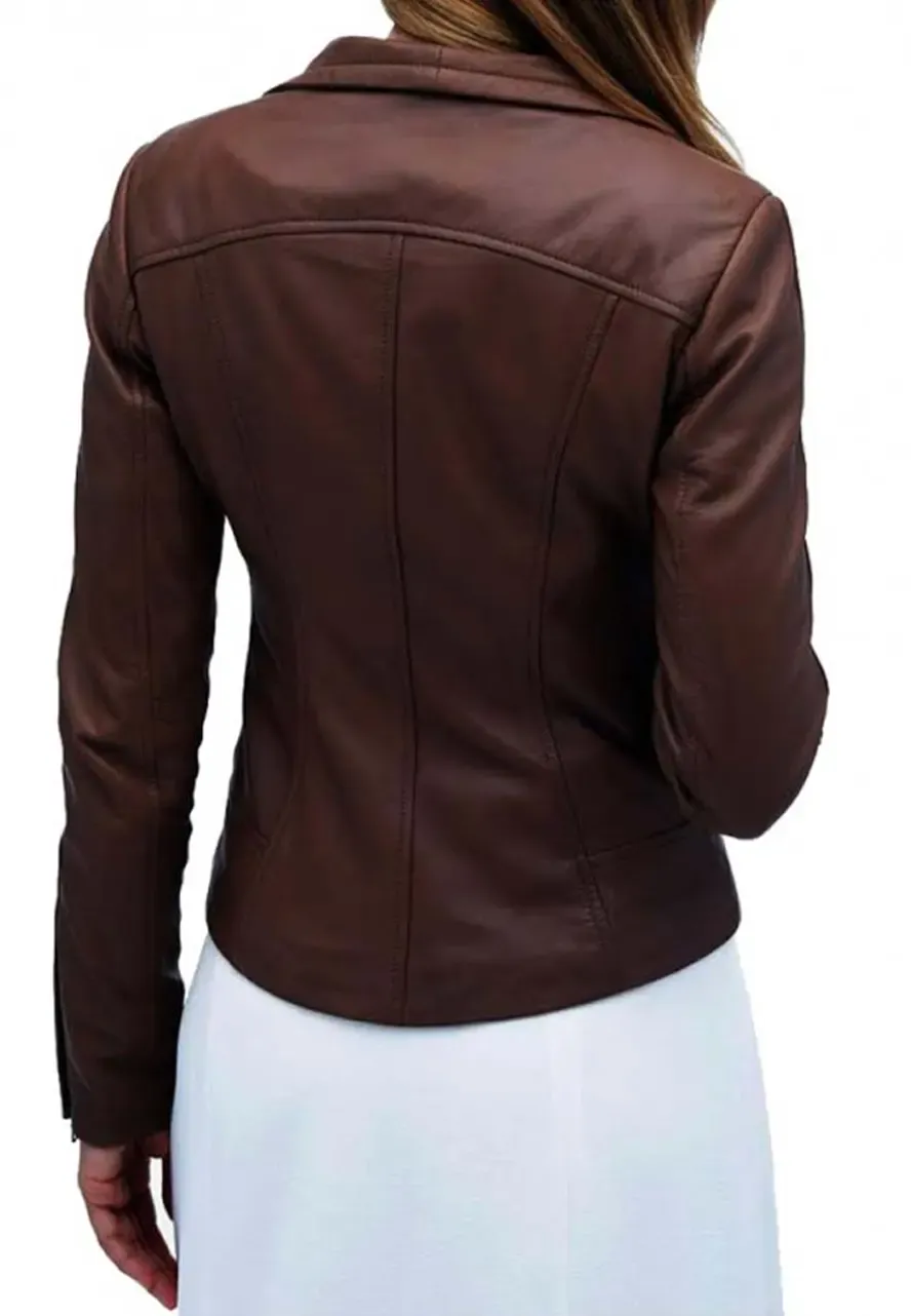 Arrow Audrey Marie Anderson Brown Leather Jacket arrow audrey marie anderson jacket