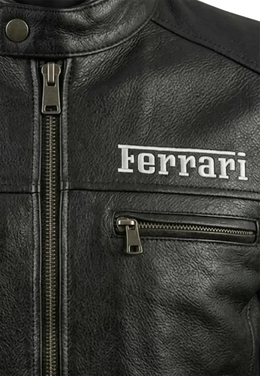Ferrari Formula 1 Black Leather Jacket black ferrari leather jacket