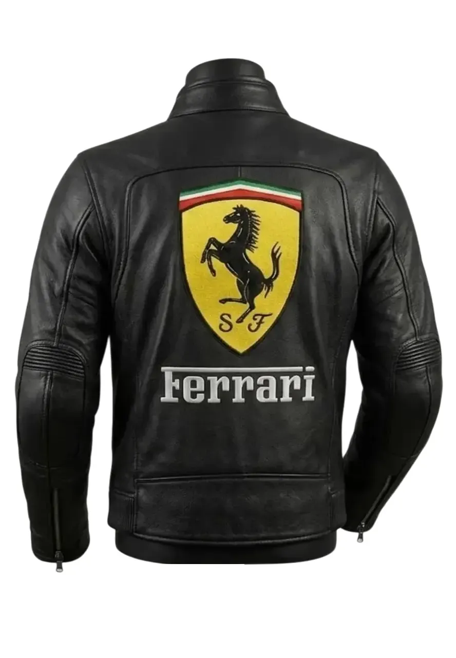 Ferrari Formula 1 Black Leather Jacket black formula 1 jacket