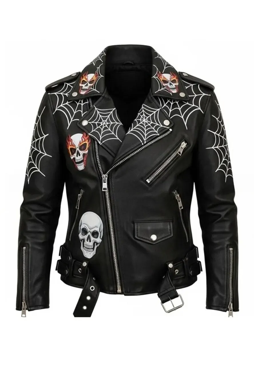 Men’s Black Leather Punk Jacket born a rocker leather jacket