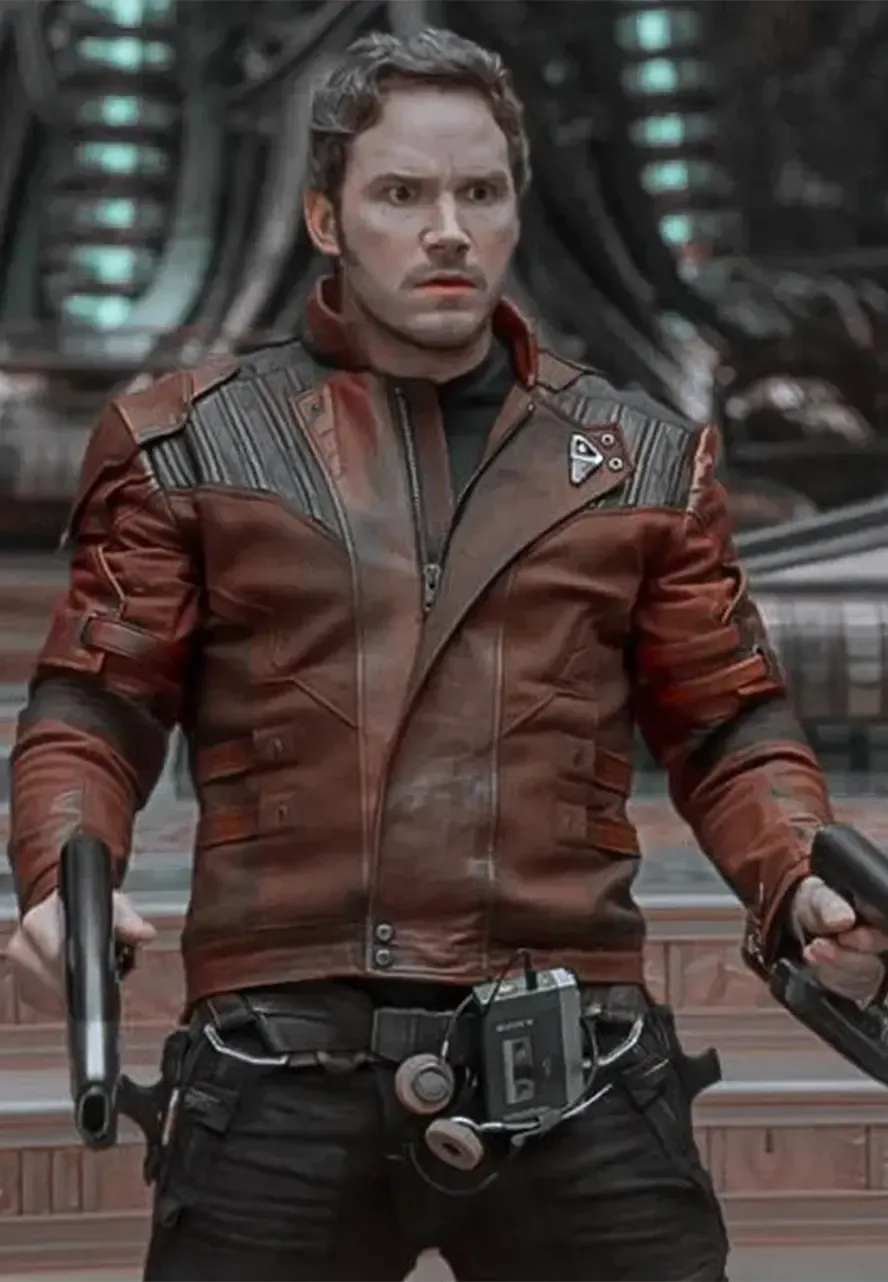 The Guardians of the Galaxy Holiday Special Star Lord Leather Jacket chris pratt brown leather jacket