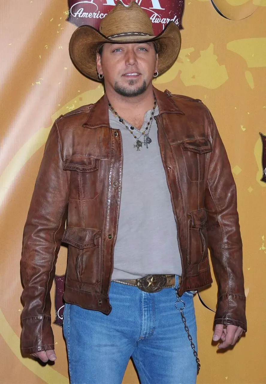 Country Music Star Jason Aldean Brown Leather Jacket country music star jacket