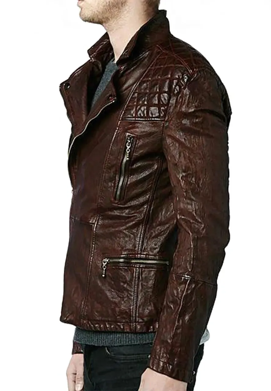 Eddie Redmayne Motorcycle Brown Leather Jacket eddie redmayne biker leather jacket