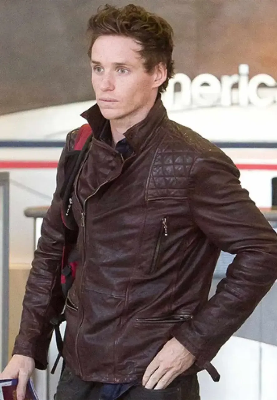 Eddie Redmayne Motorcycle Brown Leather Jacket eddie redmayne brown leather jacket
