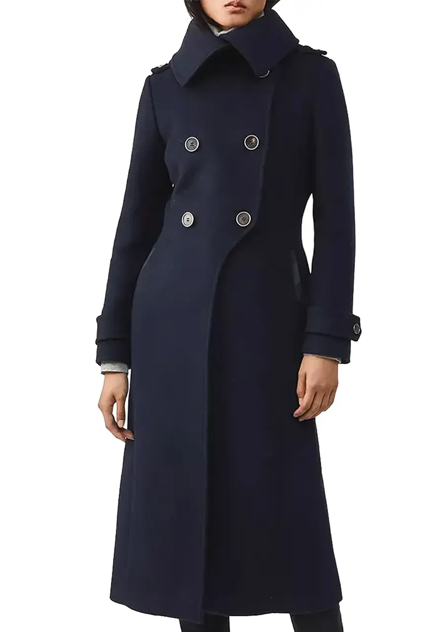Women’s Double Face Elodie Military Coat elodie military navy blue coat