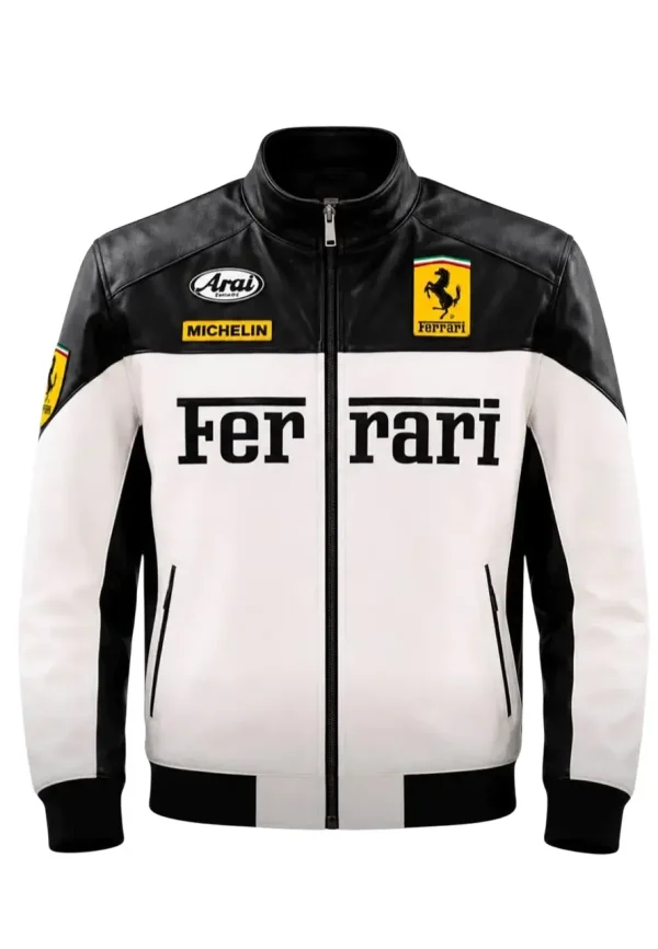 ferrari black and white leather jacket