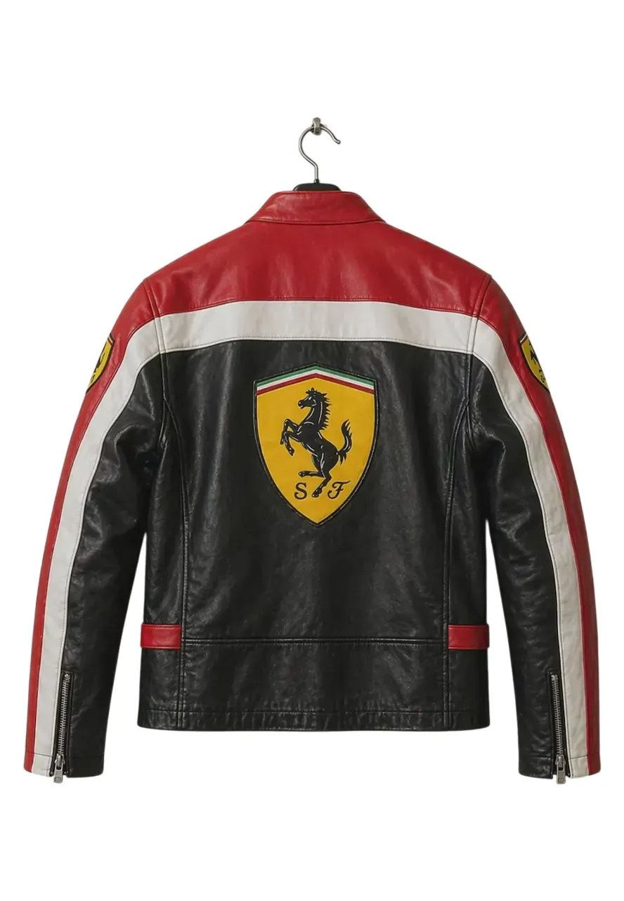 Vintage Ferrari F1 Biker Jacket ferrari f1 biker leather jacket