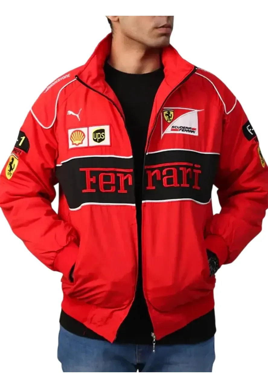 UPS F1 Ferrari Bomber Jacket ferrari f1 red bomber jacket