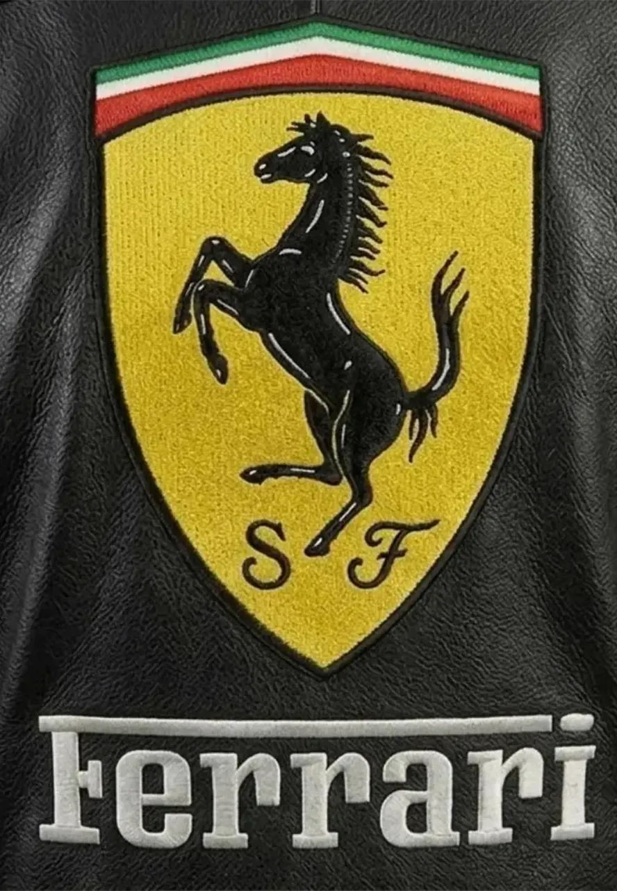 Ferrari Formula 1 Black Leather Jacket ferrari leather jacket