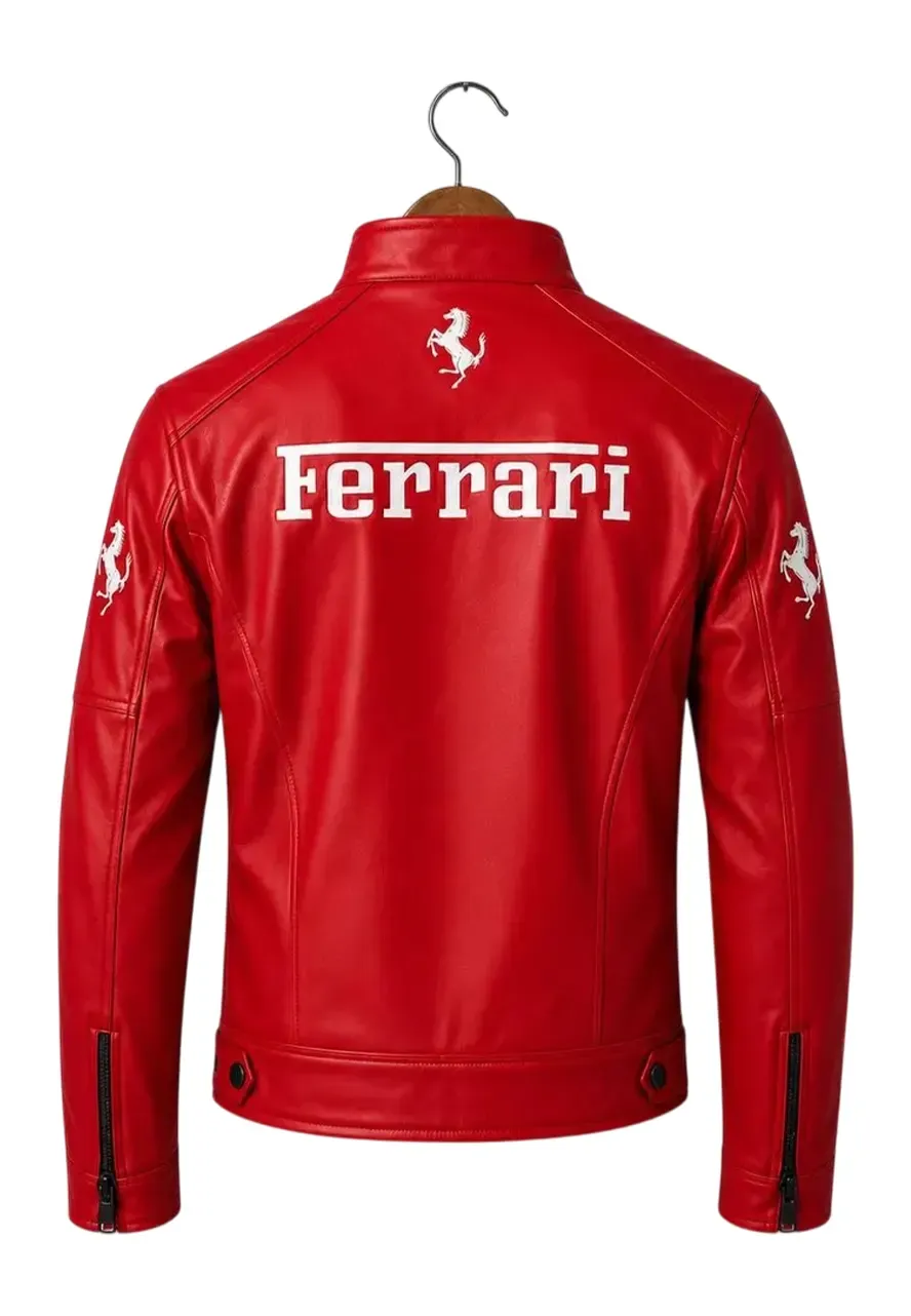 Formula 1 Ferrari Red Leather Jacket ferrari leather racing jacket