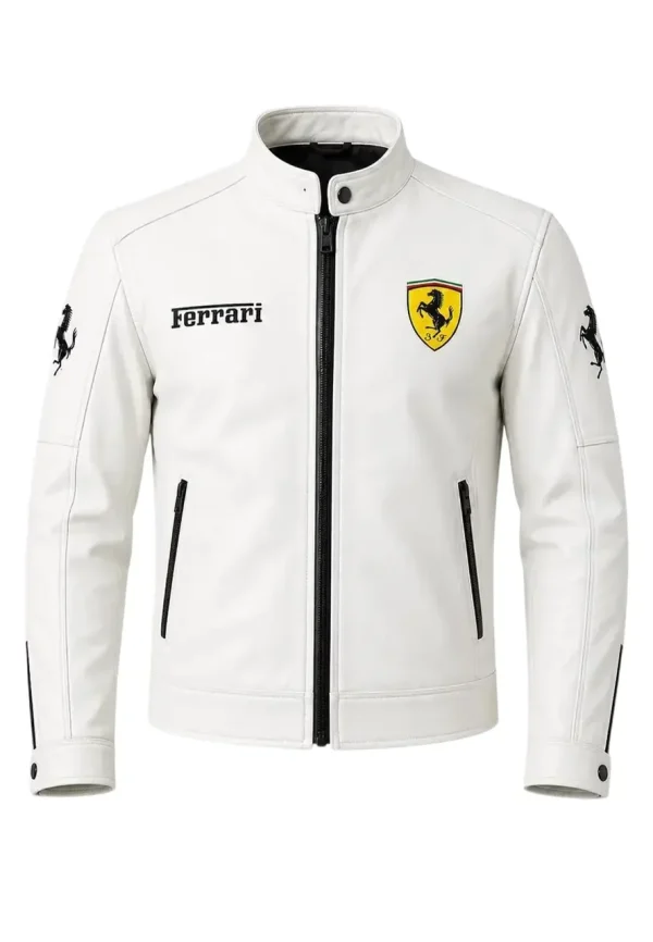 ferrari white leather jacket