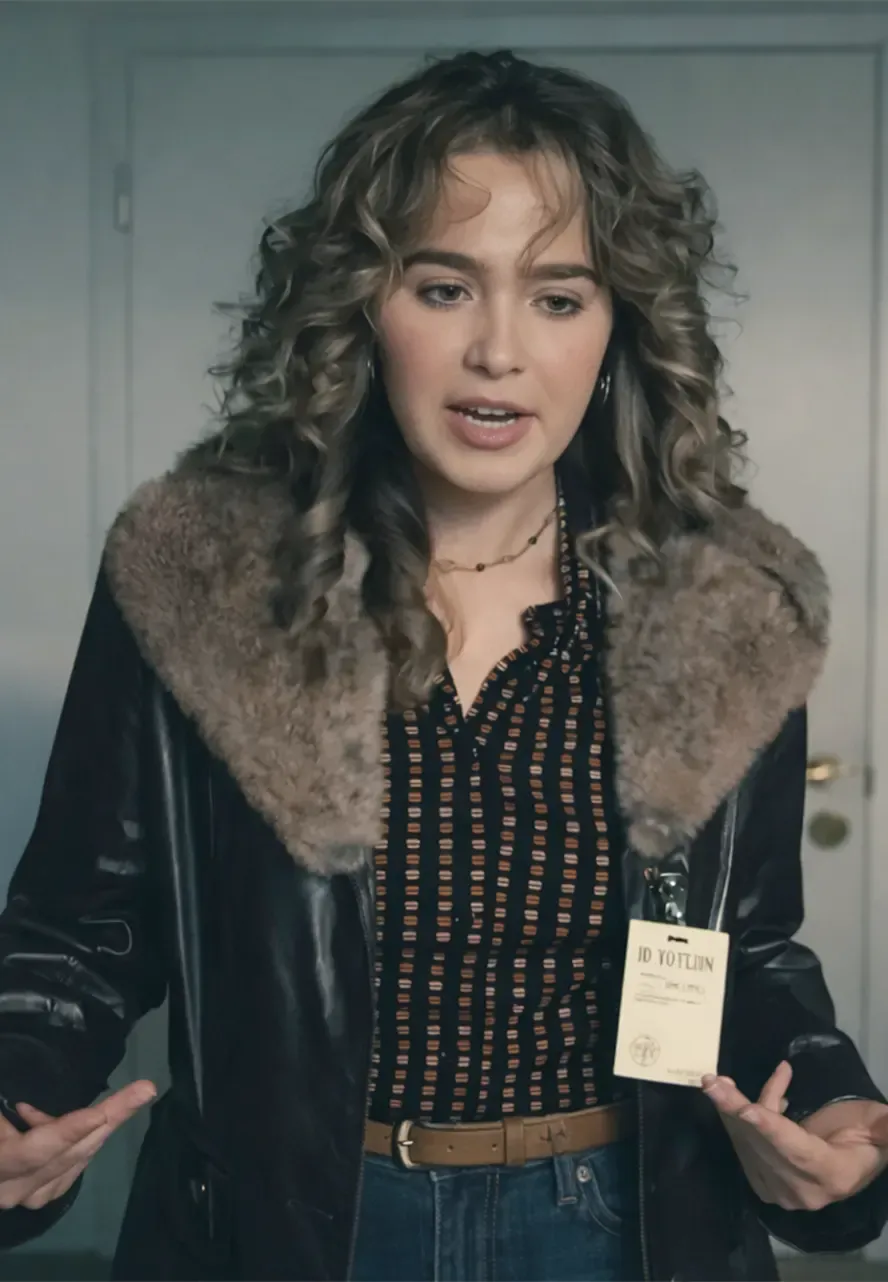 Ponies S01 Haley Lu Richardson Black Leather Jacket haley lu richardson jacket