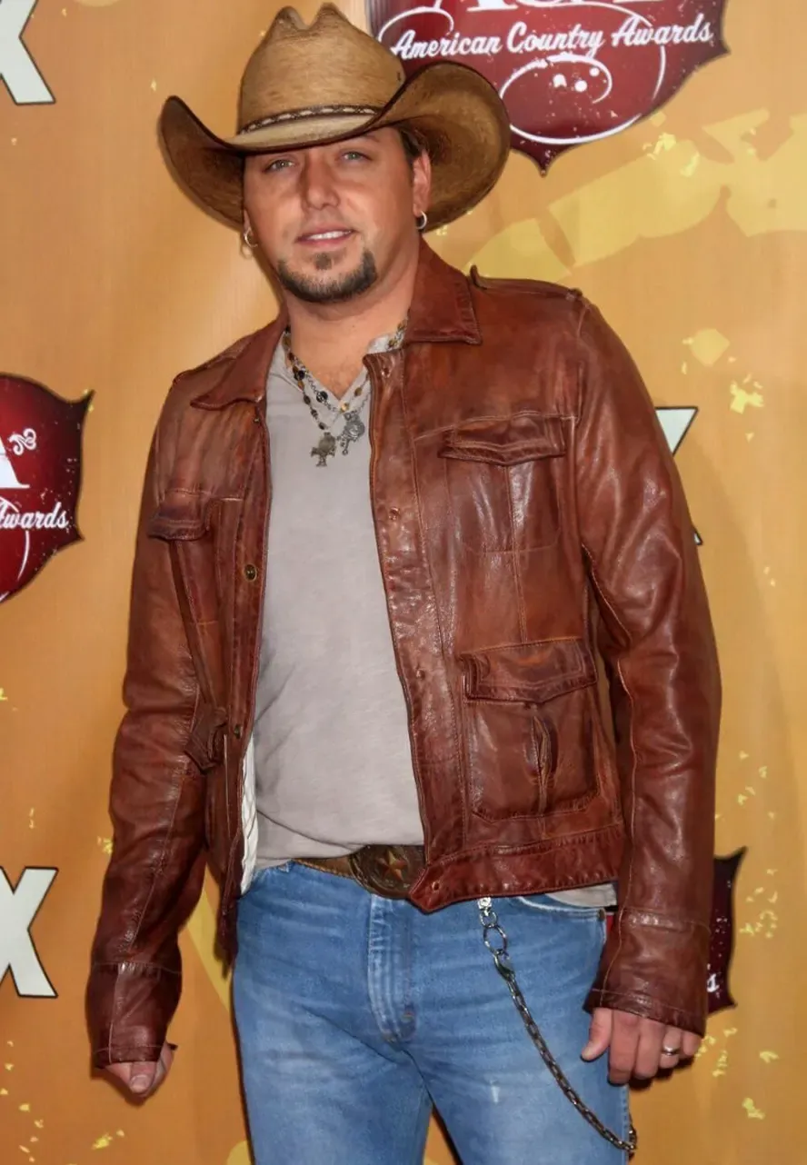 Country Music Star Jason Aldean Brown Leather Jacket jason aldean brown jacket