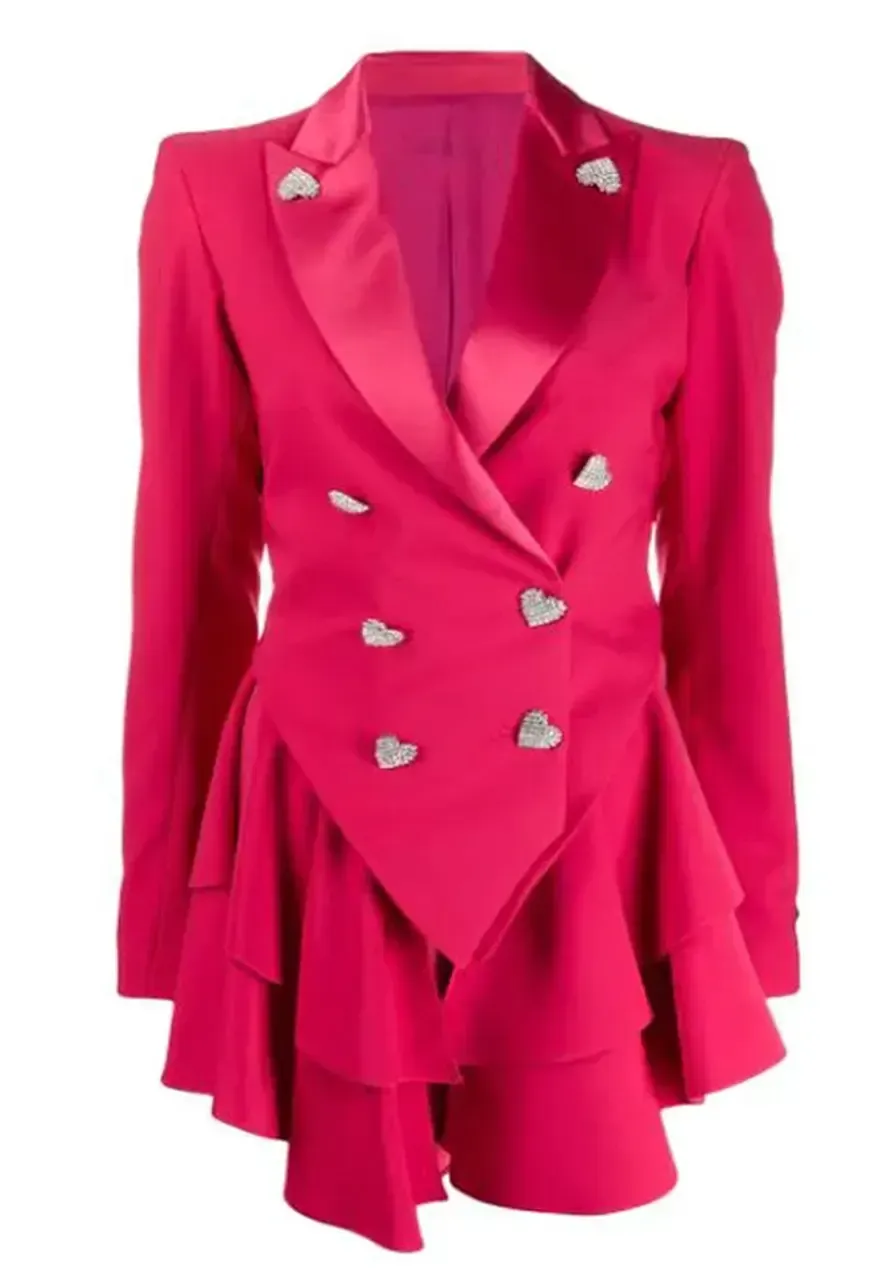 Ted Lasso Keeley’s Pink Heart Button Blazer juno temple pink heart button blazer