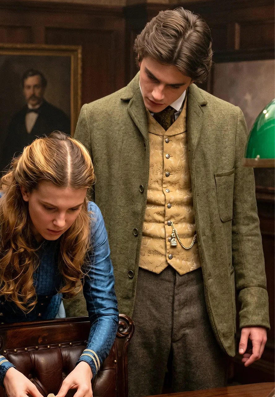 Louis Partridge Enola Holmes 2 Green Coat louis partridge coat