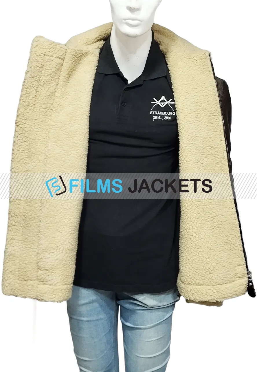 Men's WFJ02 Brown and Grey Shearling Leather Jacket mens grey and brown shearling leather jacket