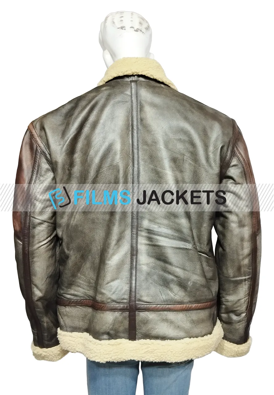 Men's WFJ02 Brown and Grey Shearling Leather Jacket mens wfj02 grey shearling leather jacket