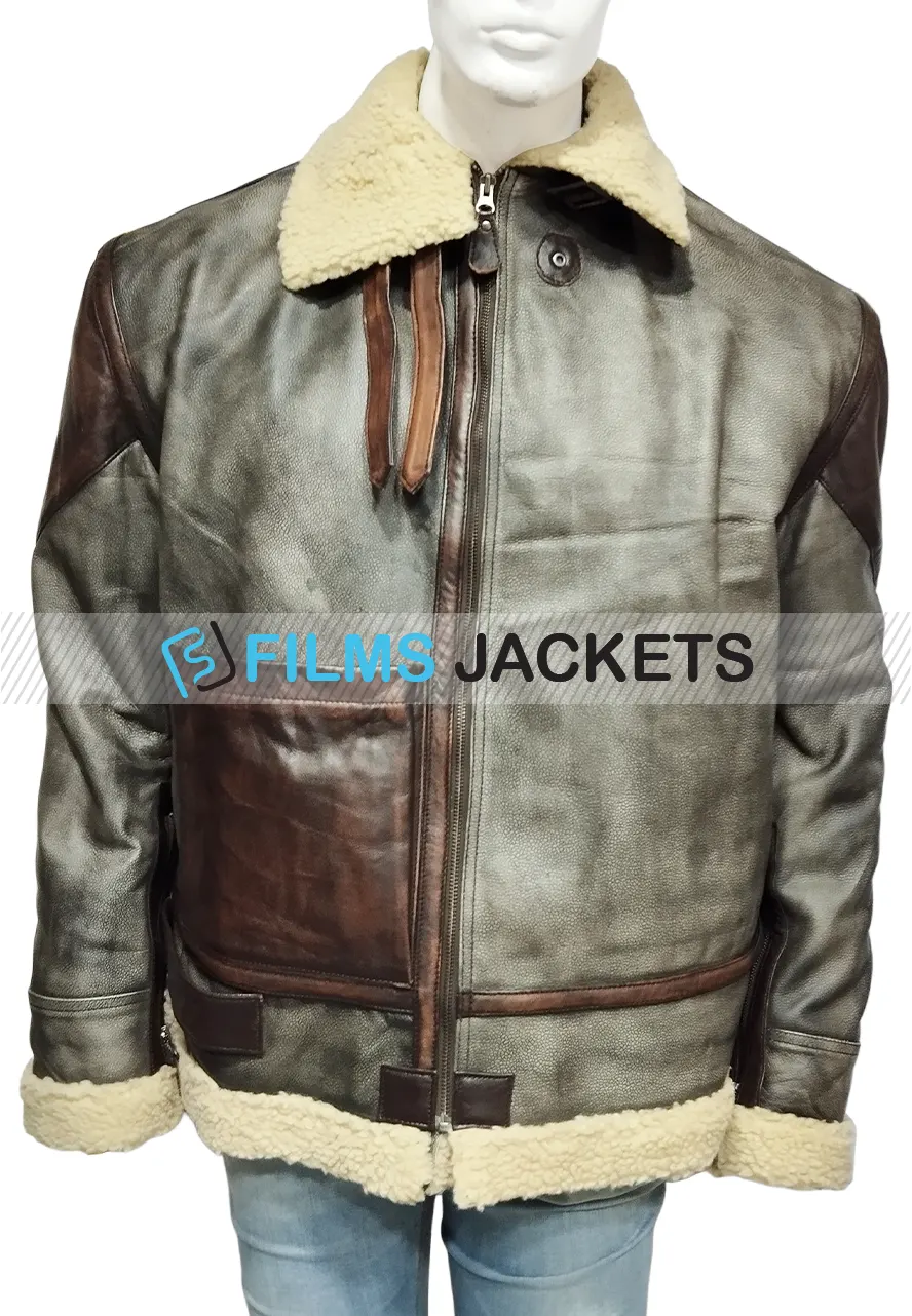 Men's WFJ02 Brown and Grey Shearling Leather Jacket mens wfj02 shearling leather jacket